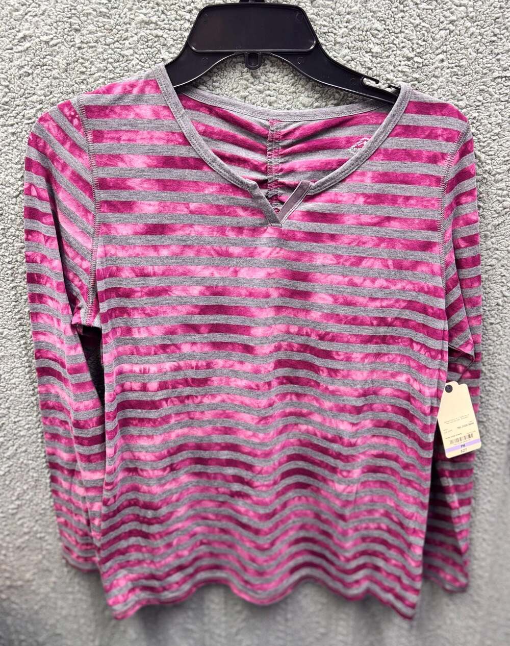 St. John's Bay Active Petite PM Rose Wine Stripe Long Sleeve Top
